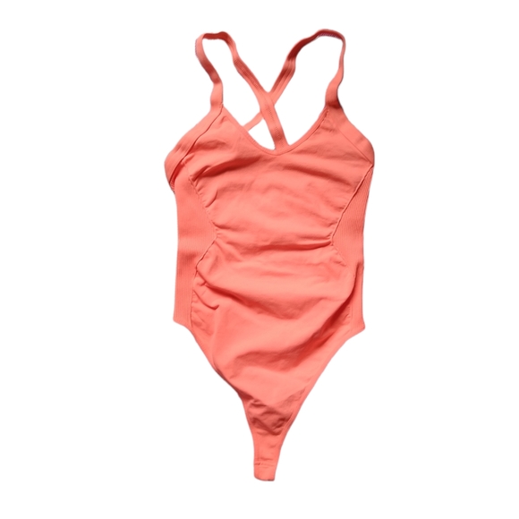 Free People Good Karma Bodysuit in Papaya Punch sz XS/S NWOT - Picture 3 of 11